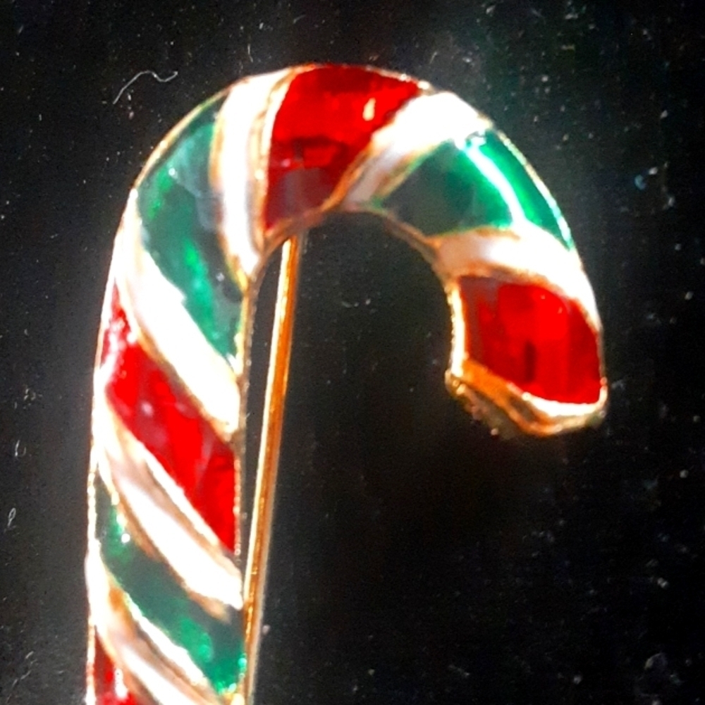 Festive Candy Cane Brooch - Picture 2 of 5